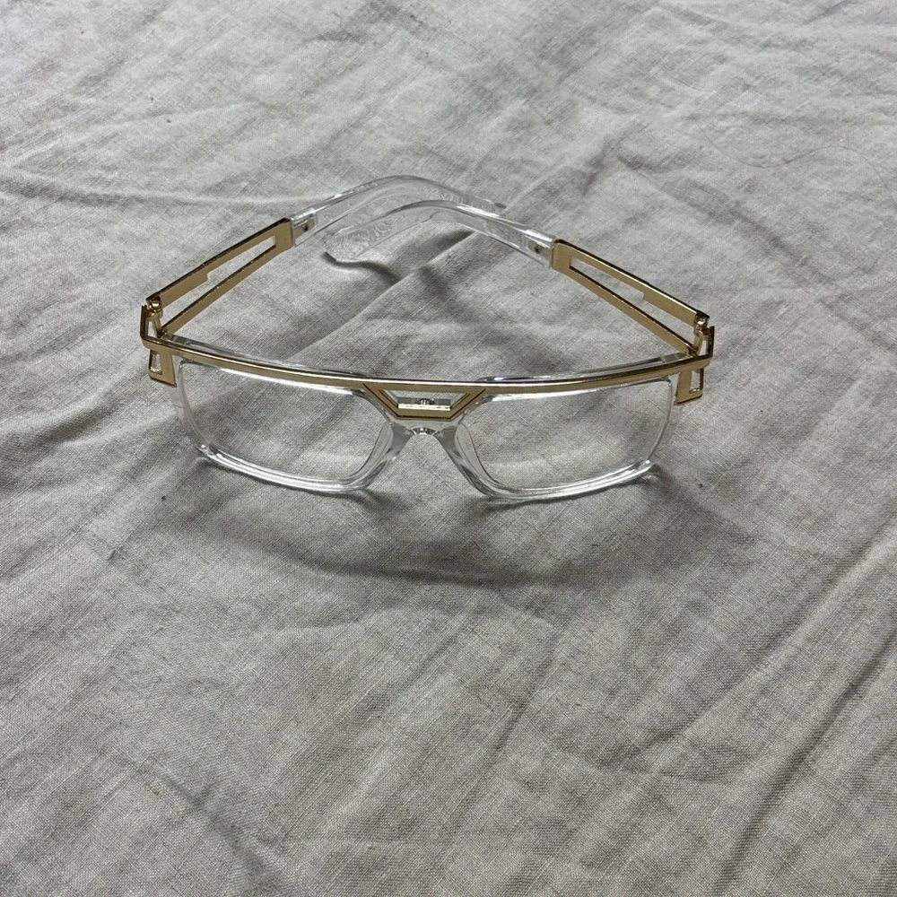 Gold and Clear Geometric Glasses - Picture 4 of 6